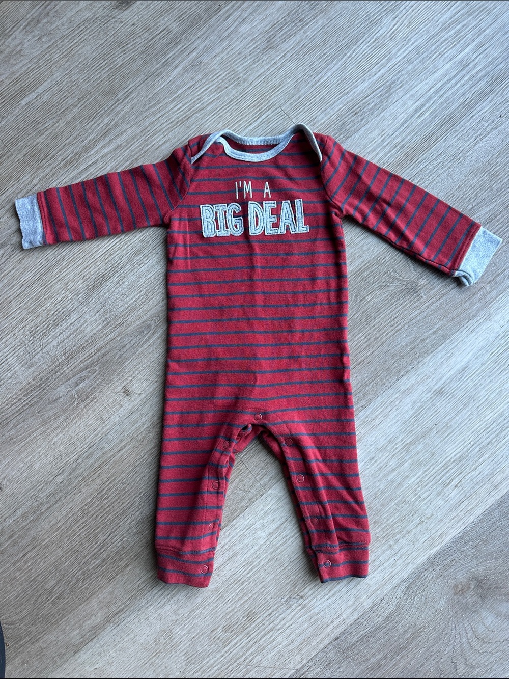 child of mine Striped One-Piece Bodysuit - "I'm A Big Deal"